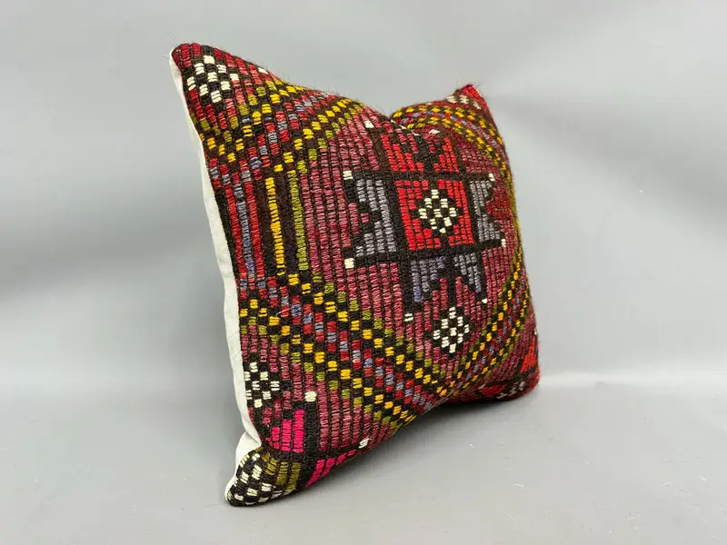 18x18 Red Cushion Case, Kilim Pillow Cover, Vintage Kilim Throw Pillow, Ikat Pillow Cover, Ethnic Pillow Cover, Cushion, Antique Pillows - 2