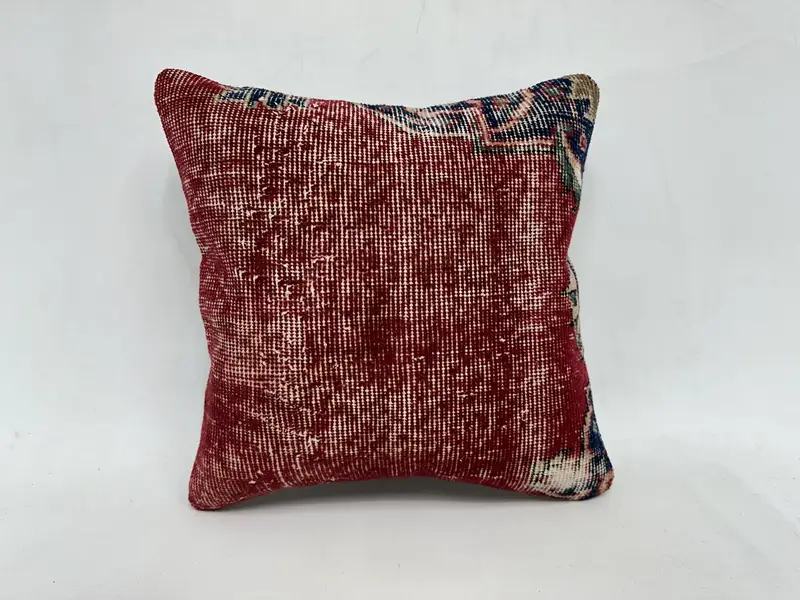 Cushion, Ethnical Kilim Rug Pillow, Designer Throw Cushion, Interior Designer Pillow, Turkish Kilim Pillow, 18x18 Red Pillow - 1