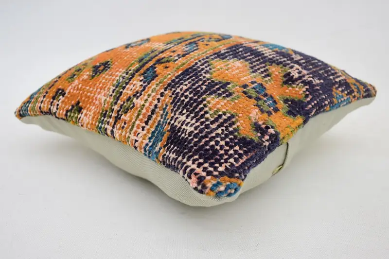 Pillow for Couch, Vintage Pillow, Bed Cushion Case, Authentic Pillow, Pillow Case, 12x12 Orange Cushion Case, Home Decor Pillow - 6