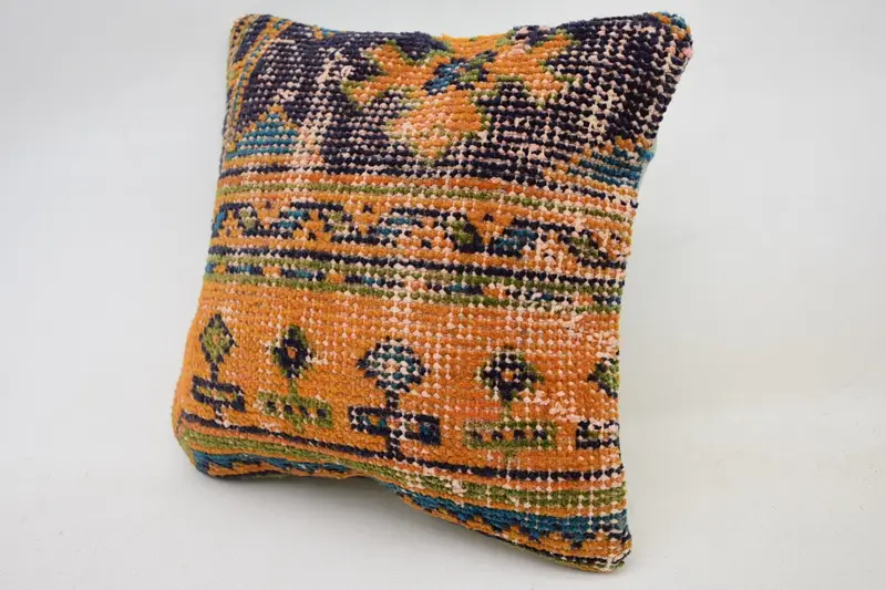 Pillow for Couch, Vintage Pillow, Bed Cushion Case, Authentic Pillow, Pillow Case, 12x12 Orange Cushion Case, Home Decor Pillow - 3