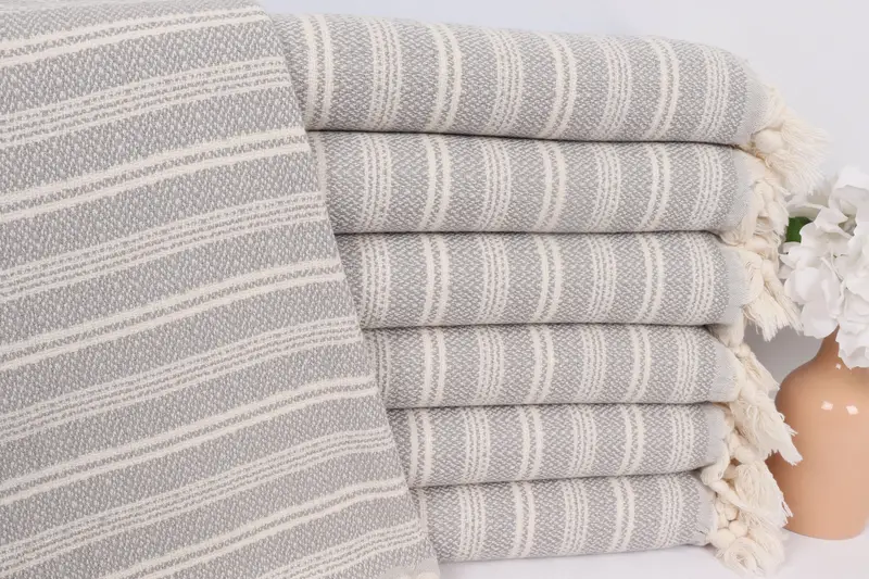 Light Gray Cotton Tea Towel, Flat Dish Towel, 18x32 Inches