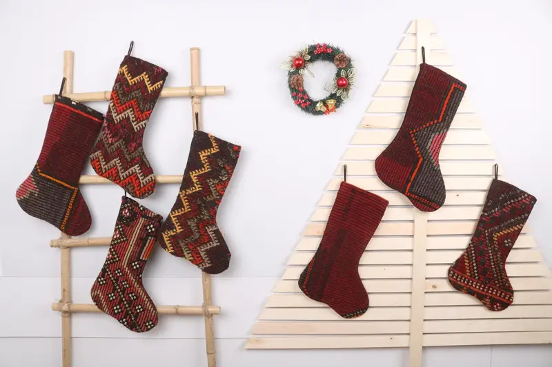 環境に優しいクリスマスオーナメントパターンストッキング、幅7インチのクリスマスストッキング