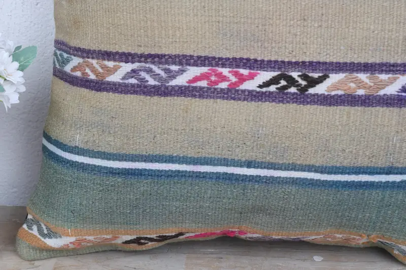 Outdoor Throw Cushion Case, Boho Pillow Sham Cover, Pillow, Boho Pillow, 18x18 Beige Pillow Cover, Ethnic Cushion Cover, Gift Pillow - 3