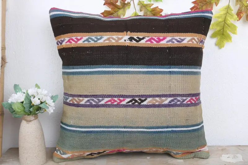 Outdoor Throw Cushion Case, Boho Pillow Sham Cover, Pillow, Boho Pillow, 18x18 Beige Pillow Cover, Ethnic Cushion Cover, Gift Pillow - 2