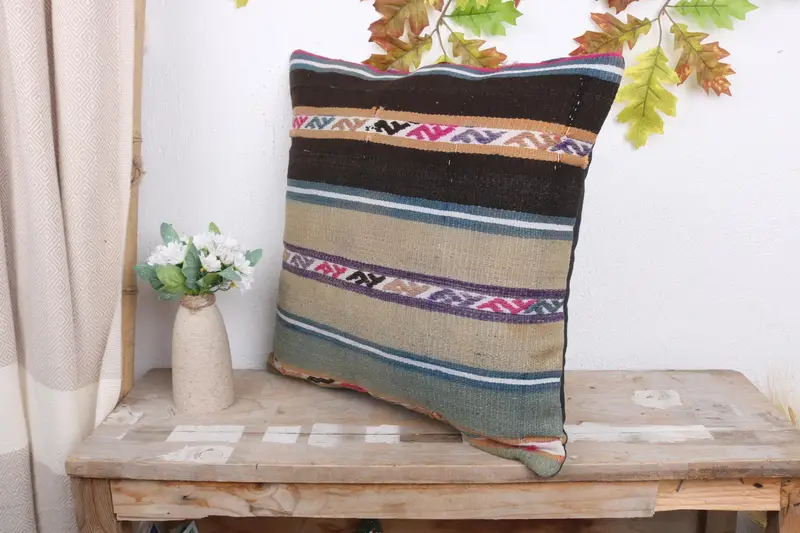 Outdoor Throw Cushion Case, Boho Pillow Sham Cover, Pillow, Boho Pillow, 18x18 Beige Pillow Cover, Ethnic Cushion Cover, Gift Pillow - 4