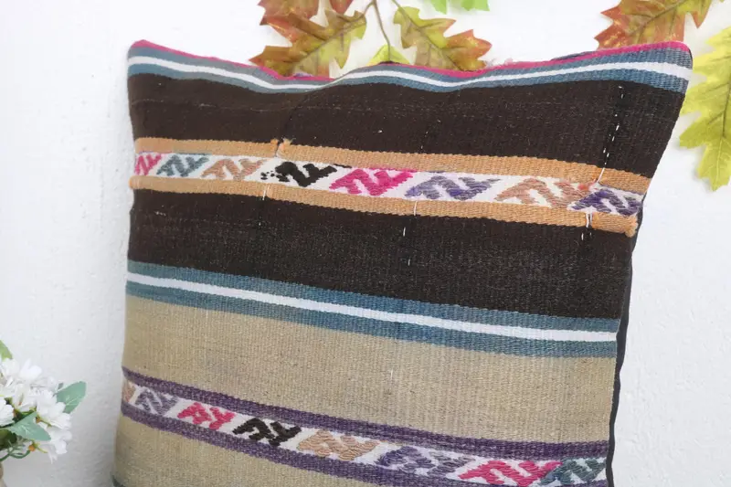 Outdoor Throw Cushion Case, Boho Pillow Sham Cover, Pillow, Boho Pillow, 18x18 Beige Pillow Cover, Ethnic Cushion Cover, Gift Pillow - 5