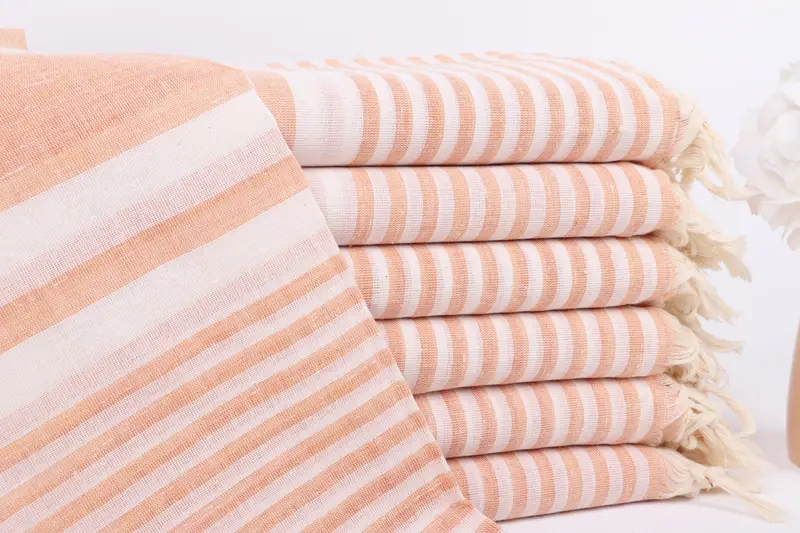 Banyo Havlusu Pamuk Turuncu Çizgili, 40x71 İnç