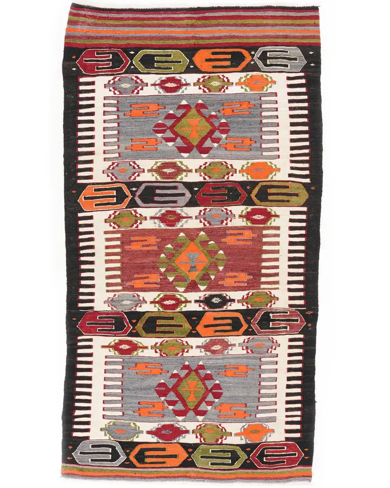 グレーのラグ、レッドのアクセント、3.4x6.3フィートのエレガントなフローリング