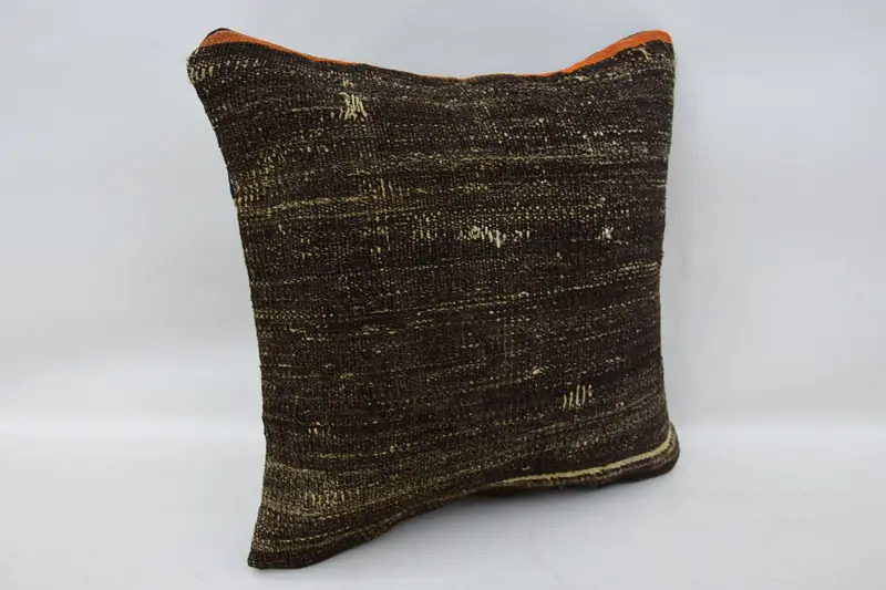Vintage Kilim Pillow, Kilim Pillow Cover, 14x14 Brown Pillow Sham, Pillow for Sofa, Pattern Throw Cushion, One Of A Kind Cushion Cover, Cushion - 2