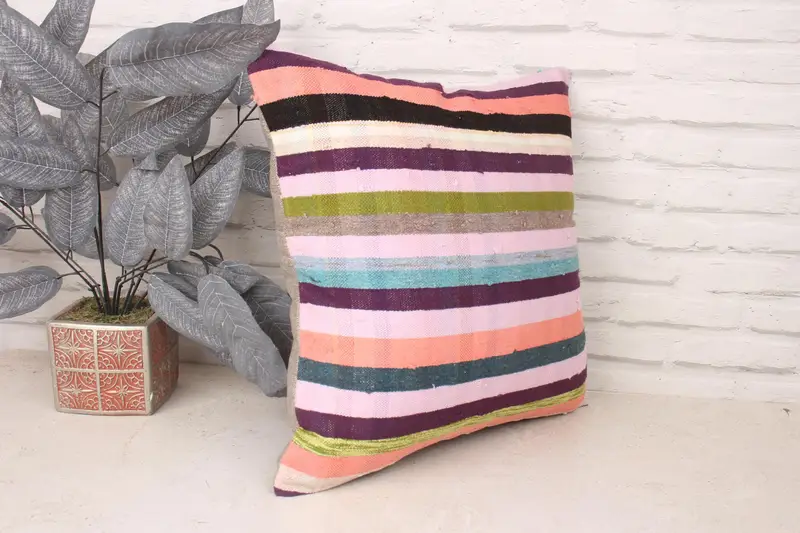 Kilim Cushion Sham, Kilim Pillow Cover, Tribal Pillow Cover, Pillow Cover, 18x18 White Pillow Sham, Gift Pillow, Rustic Pillow Cover - 3