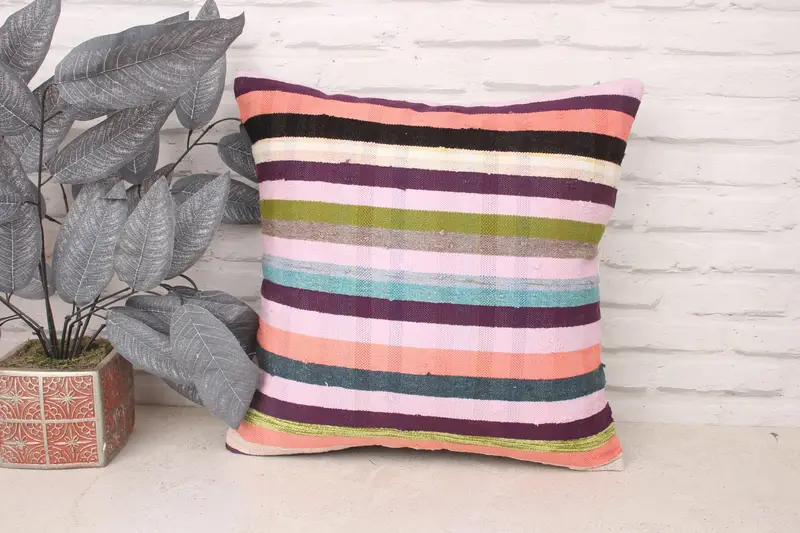 Kilim Cushion Sham, Kilim Pillow Cover, Tribal Pillow Cover, Pillow Cover, 18x18 White Pillow Sham, Gift Pillow, Rustic Pillow Cover - 1