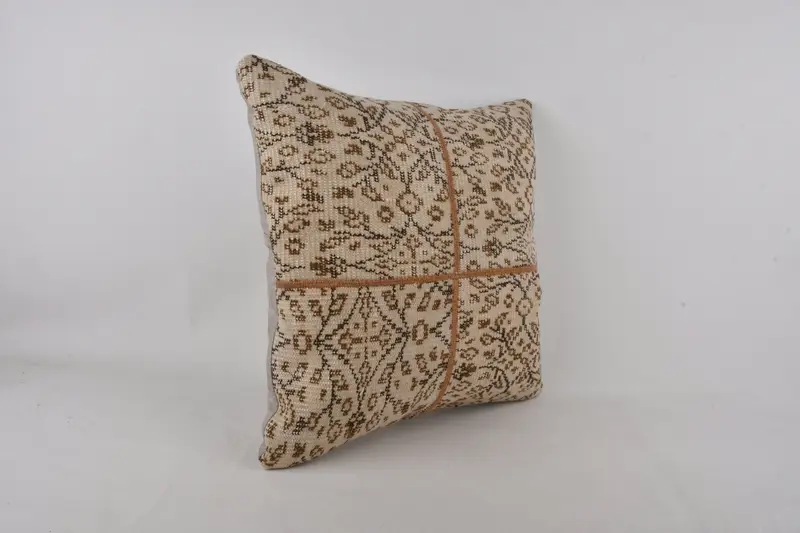 Ethnical Kilim Rug Pillow, Kilim Pillow, 24x24 Beige Cushion Cover, Bolster Throw Pillow Cover, Vintage Kilim Pillow, Cushion Case, Pet Cushion Case - 2