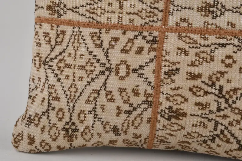 Ethnical Kilim Rug Pillow, Kilim Pillow, 24x24 Beige Cushion Cover, Bolster Throw Pillow Cover, Vintage Kilim Pillow, Cushion Case, Pet Cushion Case - 4