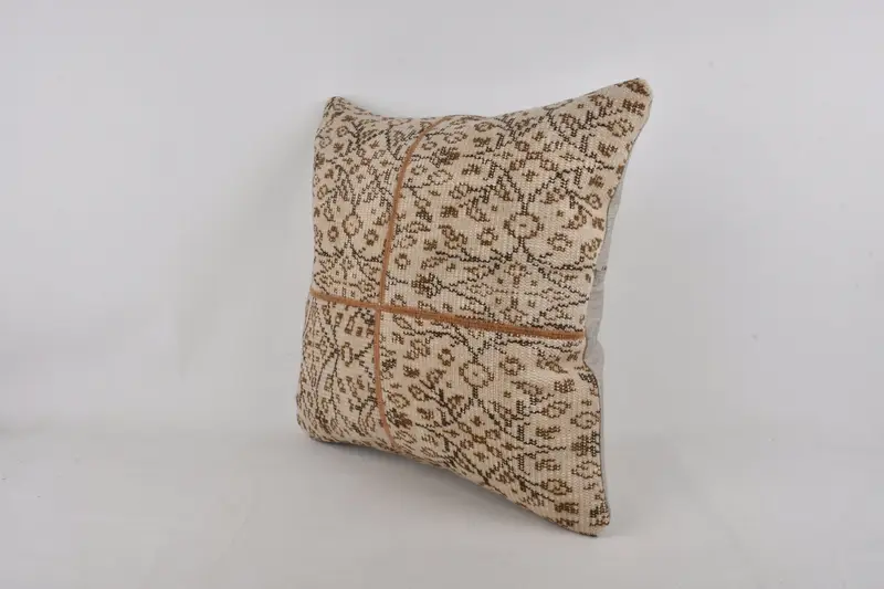 Ethnical Kilim Rug Pillow, Kilim Pillow, 24x24 Beige Cushion Cover, Bolster Throw Pillow Cover, Vintage Kilim Pillow, Cushion Case, Pet Cushion Case - 3