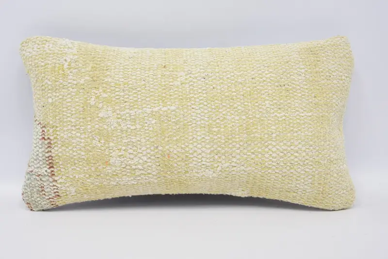 Turkish Rustic Pillow Sham, Wool Gift 8x16 inch Beige Pillowcase - 1