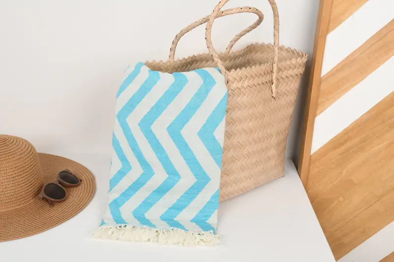 Organic Cotton Towel, Bachelor Gifts, Sand-resistant towel, 70x40 Cotton Zigzag Design Towel, Custom Bath Towel, Summer Gift, Bathroom Towel - 8