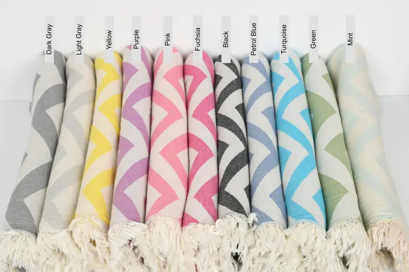 Organic Cotton Towel, Bachelor Gifts, Sand-resistant towel, 70x40 Cotton Zigzag Design Towel, Custom Bath Towel, Summer Gift, Bathroom Towel - 1