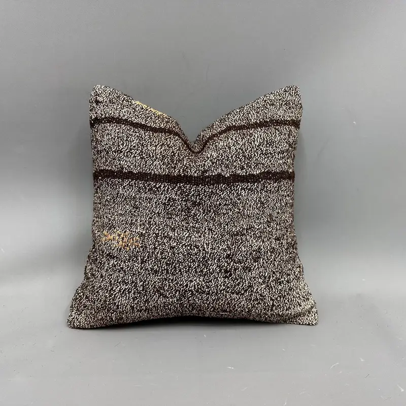 Almohada de lanzamiento bordada del suroeste marrón, cojín Kilim vintage