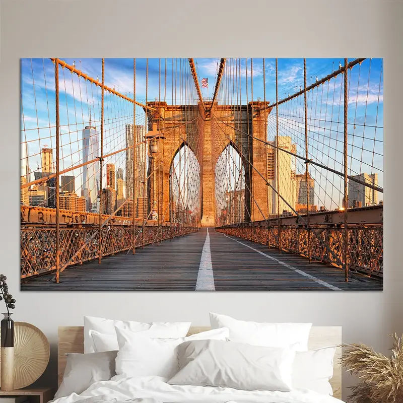 Elegante Manhattan-Leinwand: Brooklyn-Landschaft, Stadtbild-Kunstdruck
