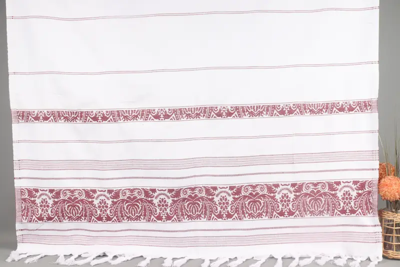 Turkish Bath Towel Organic Cotton Burgundy Peshtemal 40x63 Inches