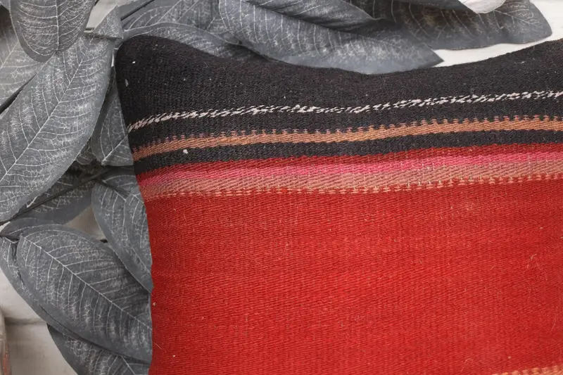 Boho Pillow, 12x12 Red Pillow Cover, Retro Throw Cushion Case, Cushion Case, Handmade Rug Seat Cushion, Gift Pillow, Pillow for Couch - 2