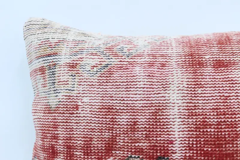 Ethnical Kilim Rug Pillow, Cushion Case, Vintage Kilim Throw Pillow, 16x24 Red Pillow Sham, Ottoman Pillow Case, Turkish Kilim Pillow - 2