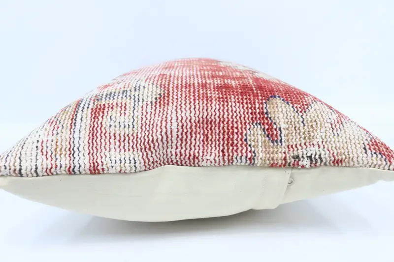 Ethnical Kilim Rug Pillow, Cushion Case, Vintage Kilim Throw Pillow, 16x24 Red Pillow Sham, Ottoman Pillow Case, Turkish Kilim Pillow - 5