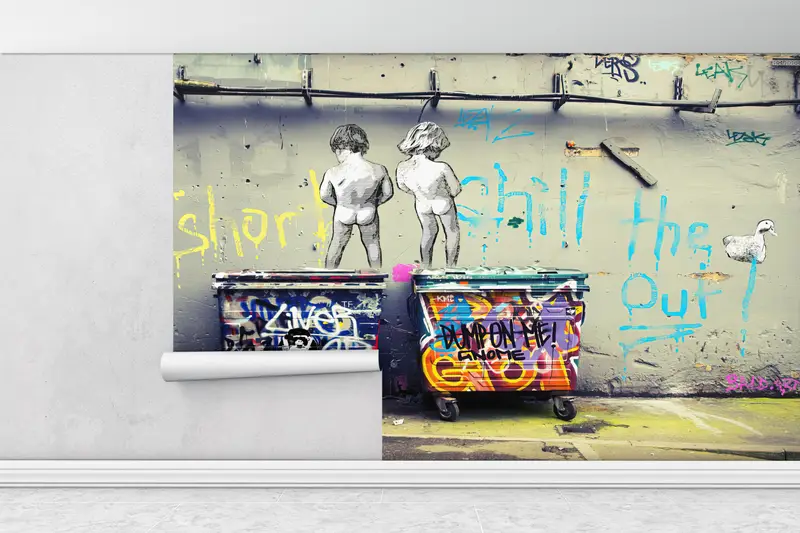 Painting Wall Mural, Street Wall Poster, Banksy Wall Mural, Chill The Out Wall Paper, Naked Boys Wall Decor, Graffiti Wall Mural, - 9