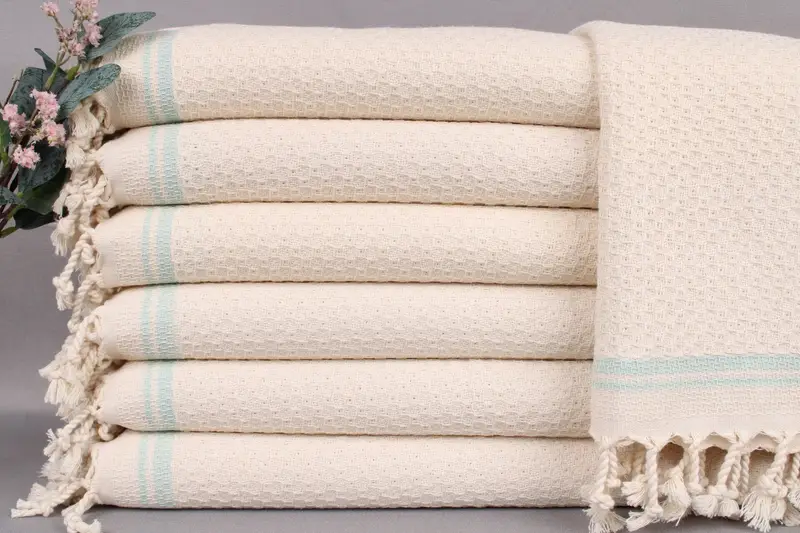 Personalized Dish Towel Mint Beige Striped, Kitchen & Tea Towel, 18x38 Inches