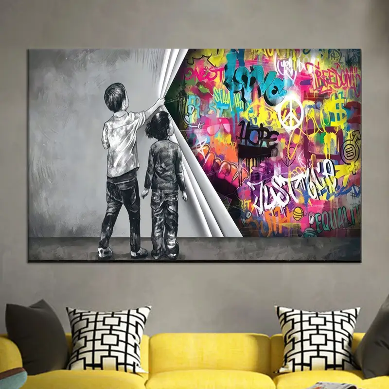 トレンディなバンクシー ボーイ キャンバス: 男の洞窟や男の子の部屋を格上げします