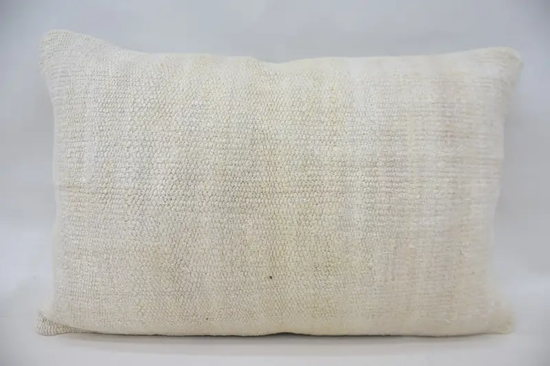 Living Room Throw Cushion Case, Pillow, 16x24 White Pillow, Ethnical Kilim Rug Pillow, Home Decor Pillow, Vintage Pillow - 4