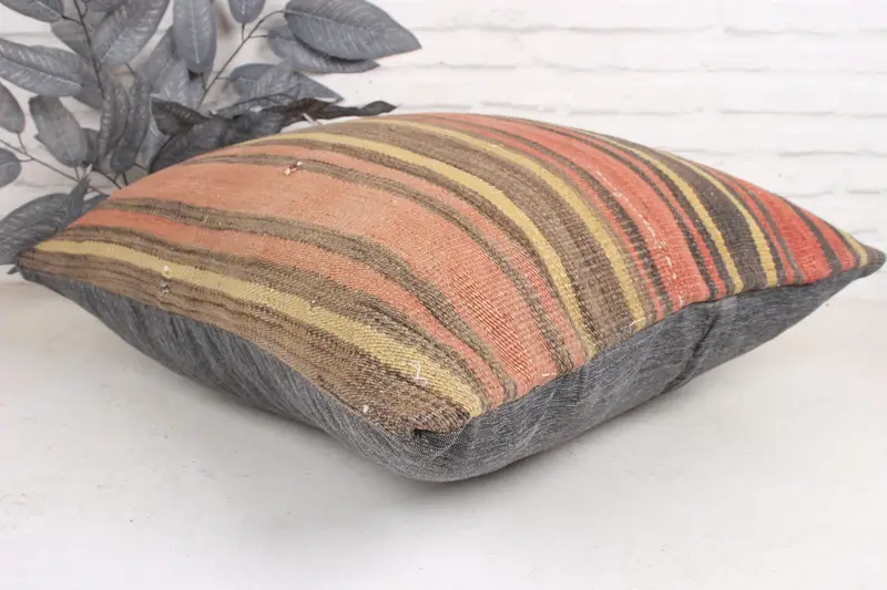 Throw Kilim Pillow, 24x24 Red Cushion Case, Decorative Throw Cushion, Vintage Pillow, Pillow for Couch, Pillow Sham, Vintage Kilim Pillow Cushion - 6