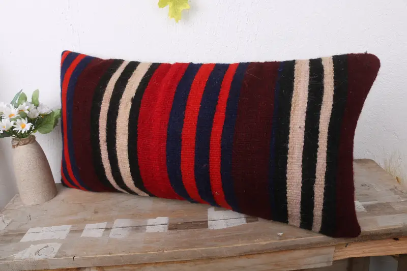 Kilim Pillow Cover, Meditation Pillow Sham, Cushion Cover, Throw Kilim Pillow, Seat Pillow Sham, 12x24 Brown Pillow Case, Turkish Pillow - 4