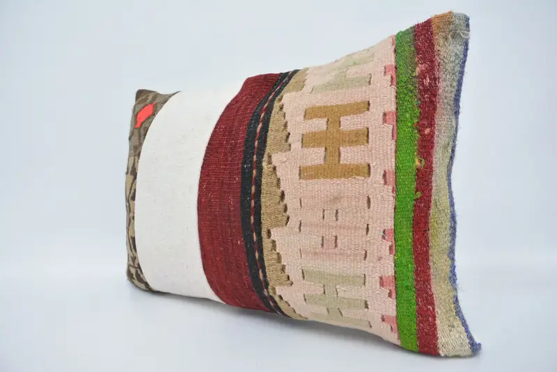 16x24 White Cushion Cover, Pattern Throw Pillow, Cushion Case, Kilim Pillow, Kilim Pillow Cover, Pillow for Couch, Authentic Pillow Sham - 4