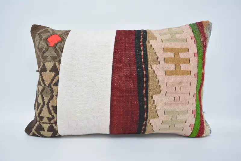 16x24 White Cushion Cover, Pattern Throw Pillow, Cushion Case, Kilim Pillow, Kilim Pillow Cover, Pillow for Couch, Authentic Pillow Sham - 1