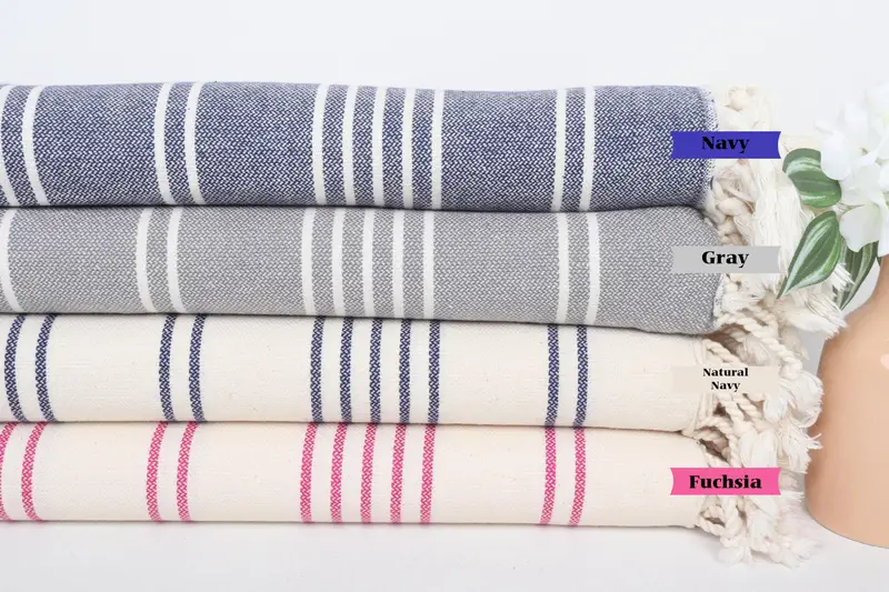 Custom Beach Towel, Gym Towel, 70x40 Cotton Striped Towel, Organic Turkish towel, Valentines Day Gift Idea, Spa Gift Towel, Sand-resistant towel - 1