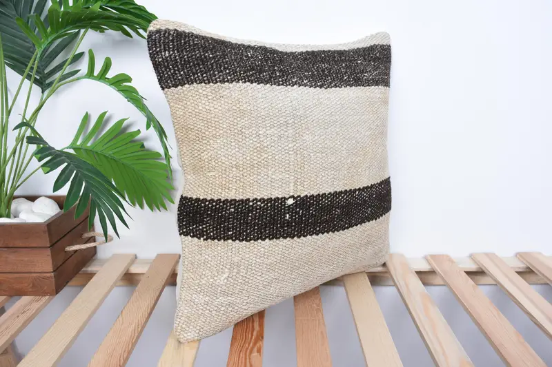 18x18 Brown Pillow Cover, Cushion, Turkish Pillow, Pillow for Couch, Throw Kilim Pillow, Ethnic Throw Cushion, Outdoor Bolster Pillow Cover - 3