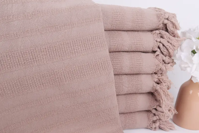 Bridesmaid Proposal Gift, Custom Wedding Gift, 68x36 Cotton Stonewashed Striped Towel, Personalized Gifts, Travel towel, Wedding Anniversary Gift - 1