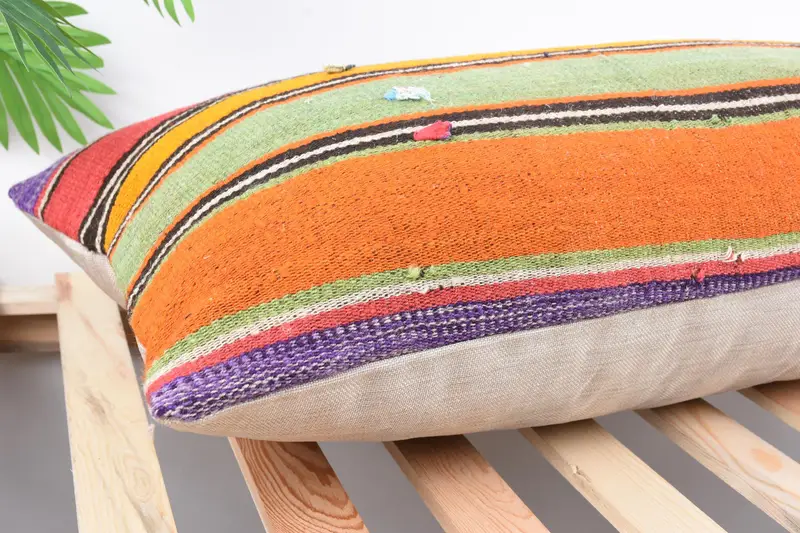 16x36 Pink Cushion Case, Boho Pillow Sham Cover, Ethnical Kilim Rug Pillow, Kilim Cushion Sham, Bohemian Cushion Pillow Sham, Cushion Case - 6