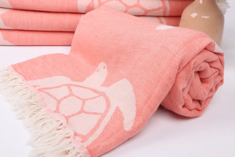 Organic Towel, Best Friend Gift Ideas, Gift For Him, 70x40 Cotton Tortoise Design Towel, Fouta towel, Girl Trip Party Favor, Soft towel, Pool Towels - 5