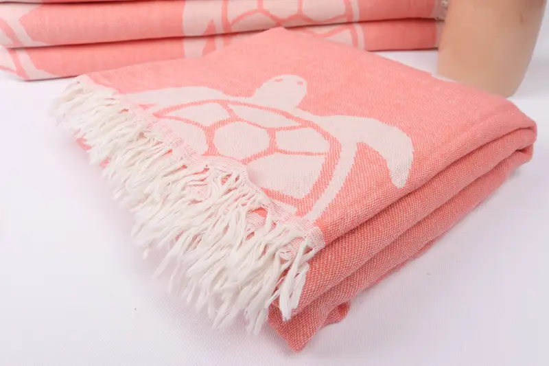 Organic Towel, Best Friend Gift Ideas, Gift For Him, 70x40 Cotton Tortoise Design Towel, Fouta towel, Girl Trip Party Favor, Soft towel, Pool Towels - 6