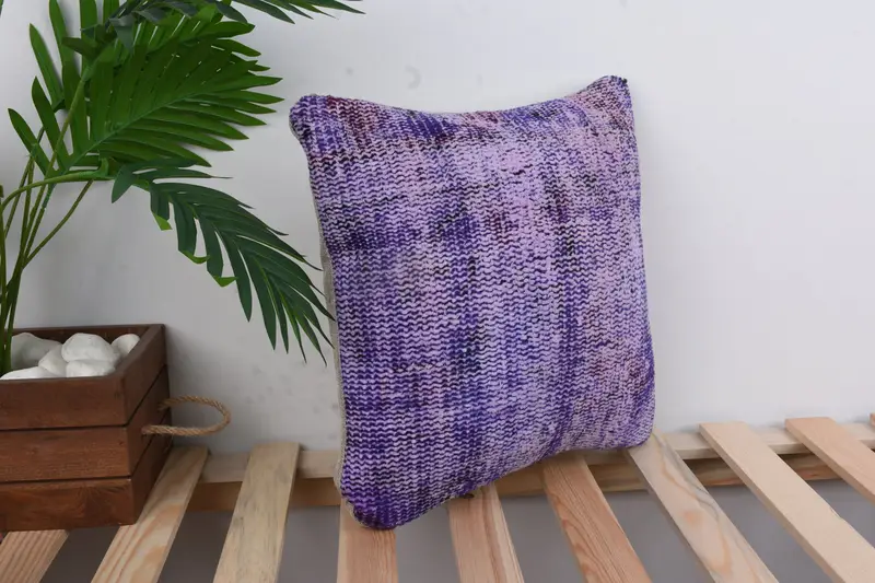 Bench Cushion Case, Boho Pillow, 14x14 Purple Cushion, Ikat Pillow Cover, Home Decor Pillow, Pillow Case, Vintage Pillow, Tribal Cushion Case - 4