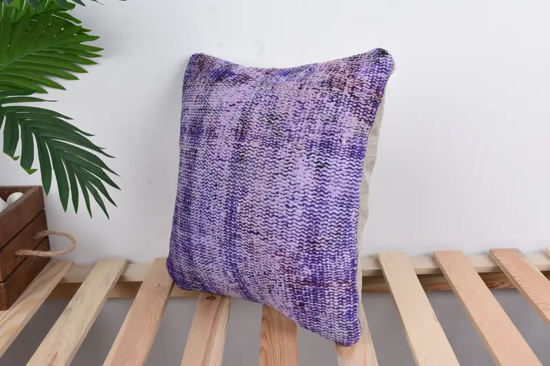 Bench Cushion Case, Boho Pillow, 14x14 Purple Cushion, Ikat Pillow Cover, Home Decor Pillow, Pillow Case, Vintage Pillow, Tribal Cushion Case - 5