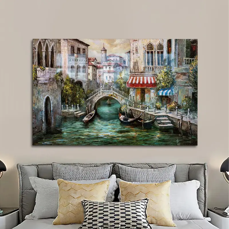 Vidrio impreso: paisaje del canal de Venecia - Decoración elegante para el hogar