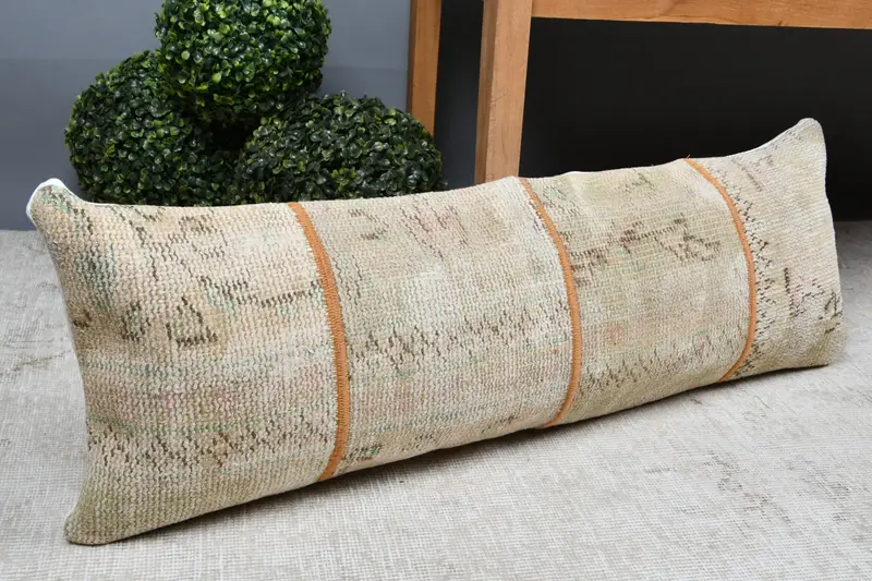 Gift Pillow, Pillow Sham, Turkish Kilim Pillow, Patio Pillow Sham, Garden Pillow Sham, 12x36 Beige Cushion Case, Custom Pillow, Pillow for Sofa - 7