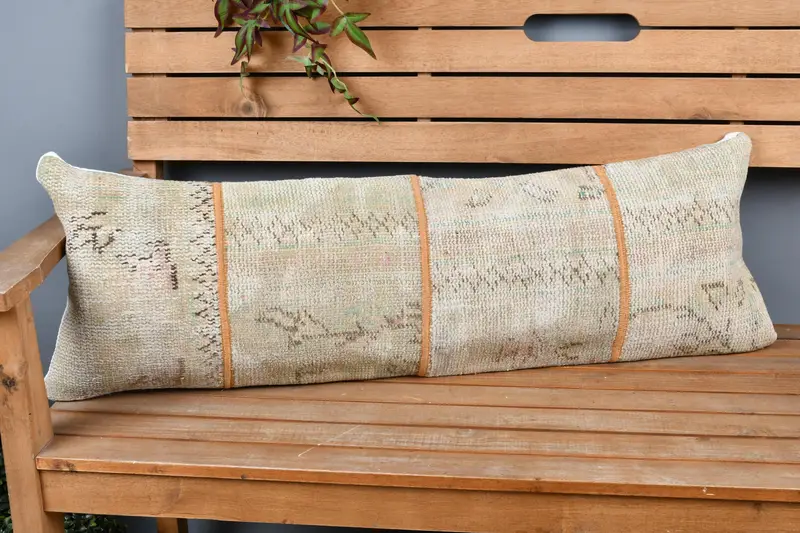 Gift Pillow, Pillow Sham, Turkish Kilim Pillow, Patio Pillow Sham, Garden Pillow Sham, 12x36 Beige Cushion Case, Custom Pillow, Pillow for Sofa - 1