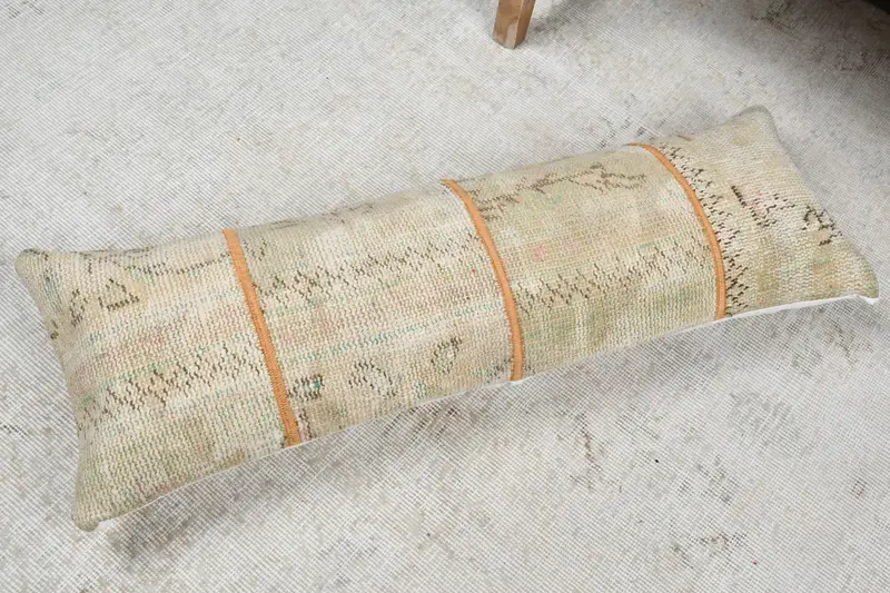 Gift Pillow, Pillow Sham, Turkish Kilim Pillow, Patio Pillow Sham, Garden Pillow Sham, 12x36 Beige Cushion Case, Custom Pillow, Pillow for Sofa - 8