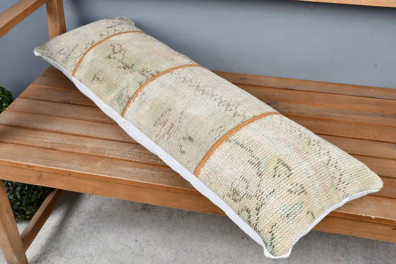 Gift Pillow, Pillow Sham, Turkish Kilim Pillow, Patio Pillow Sham, Garden Pillow Sham, 12x36 Beige Cushion Case, Custom Pillow, Pillow for Sofa - 2