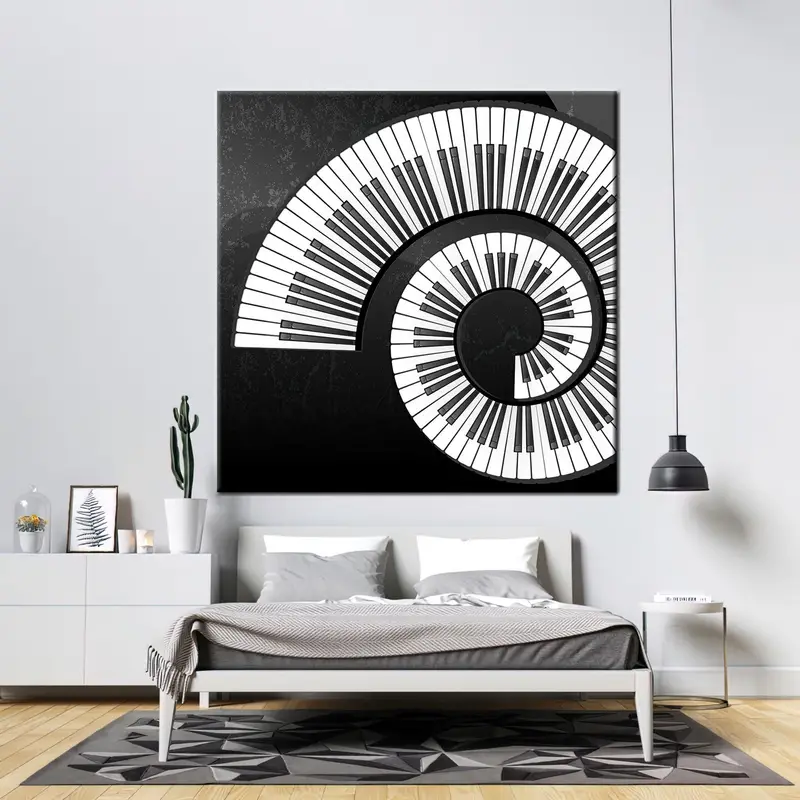 エレガントな白黒のトレンディな高級プリントキャンバスアート