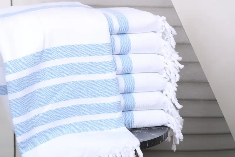 Light Blue Chevron Pool Towel, 40x71 Inches, Personalized Organic Cotton